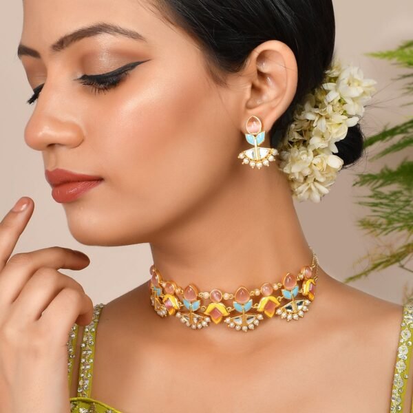 Forever More Yellow Blue Choker Necklace Set - Image 2