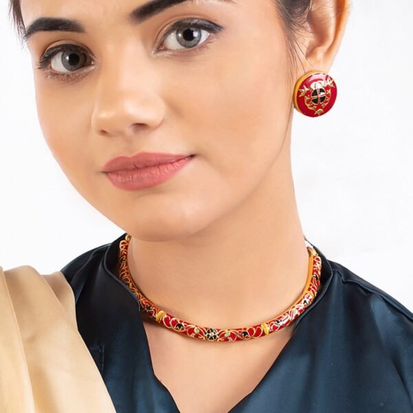 Tahira Enameled Choker Necklace Set - Image 2